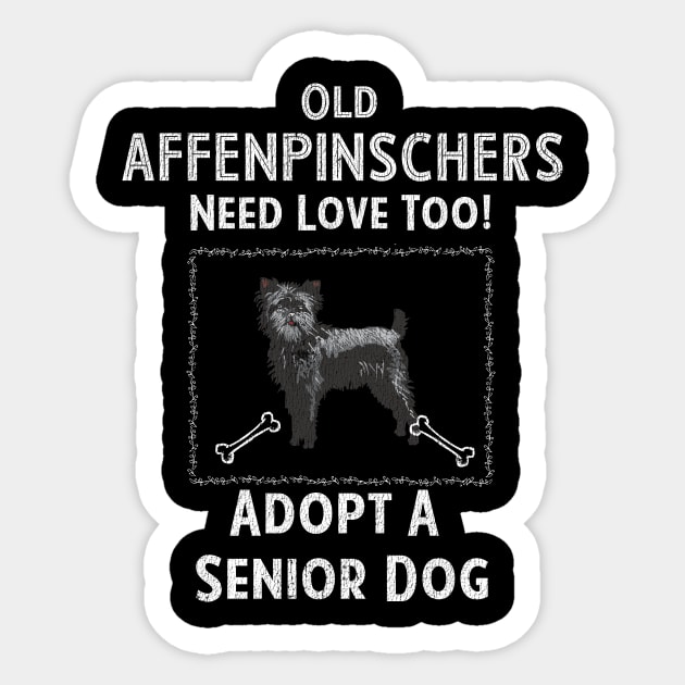 Senior Dog Adoption T-Shirt for Affenpinscher Dog Lovers Sticker by bbreidenbach